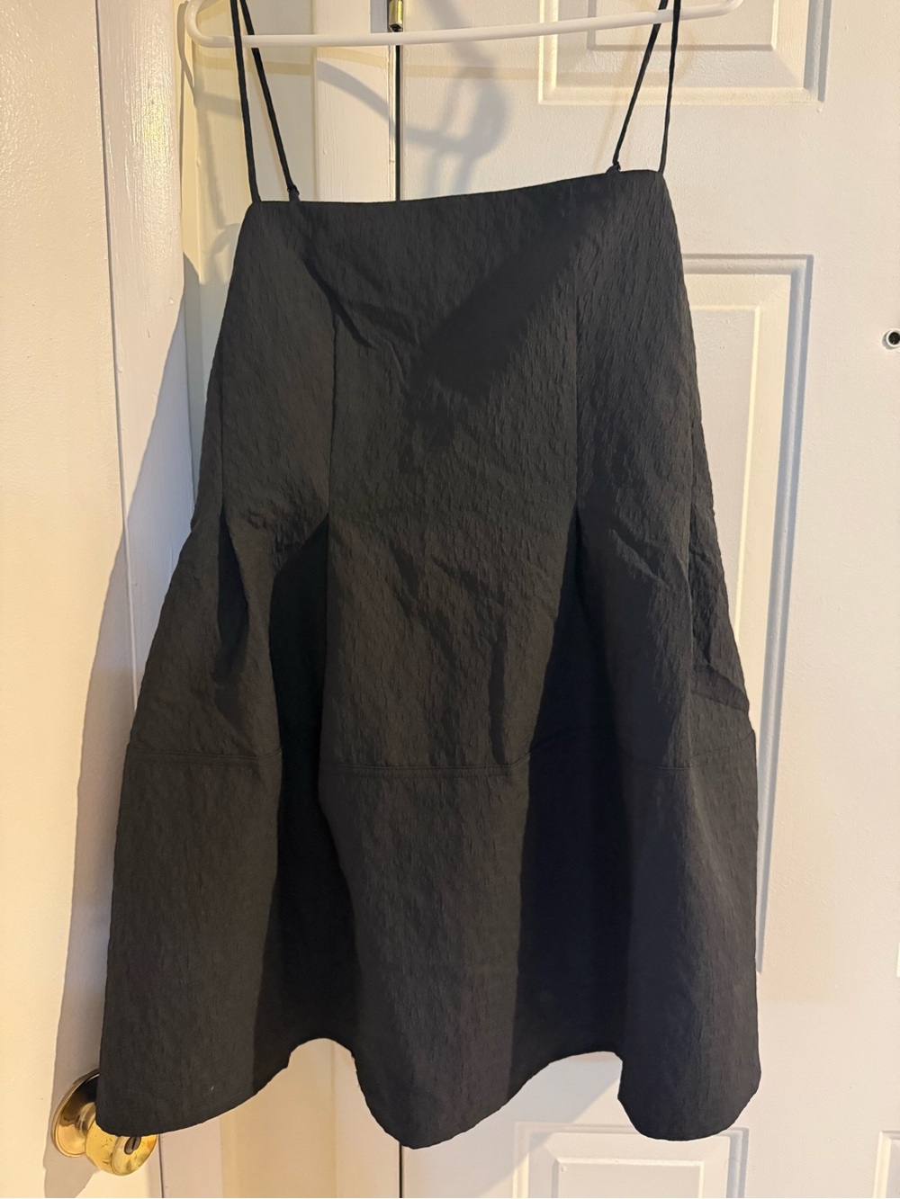H&M Black Textured A-Line Skirt with Flared Panels